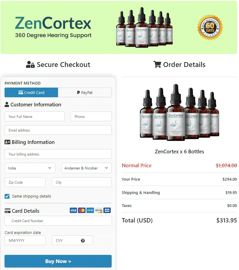 ZenCortex Official Website Secure Order Page